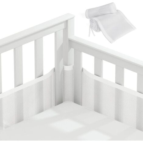 Tour de lit bébé 340x30cm – Doublure en maille 3D respirante – Sécurise la circulation de l'air – Convient à tous les berceaux