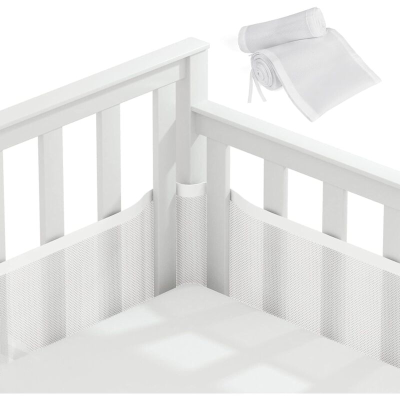 Tour de Lit Bébé Cabane, Tour de Lit pour Bébé Doublure en Maille 3D sans Danger pour la Circulation De L'air pour Lit Bébé Convient à Tous Les Types