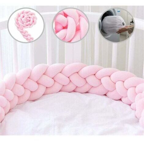 Tour de lit bébé tressé en velours 1.5m – Protection contre les chocs – Lavable en machine – Décoratif pour chambre d'enfant