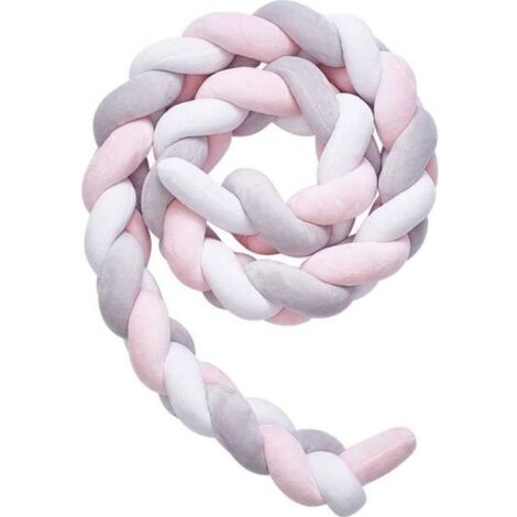 Tour de Lit Bébé Tressé Pare-chocs Velours Protection bébé sécurité Tour de Canapé Souple pour Bébé Protection Chambre Décor, 2M