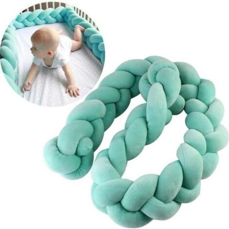 Tour de Lit Bébé Tressé Pare-chocs Velours Protection Bébé Sécurité Tour de Canapé Souple pour Bébé Protection Chambre Décor Vert
