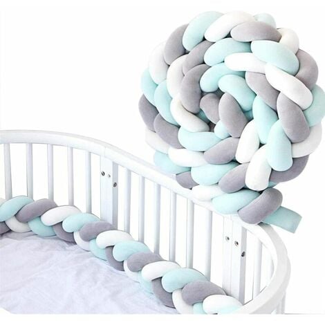Tour de lit tressé, tricolore - 2m de long - Protège bébé des chocs