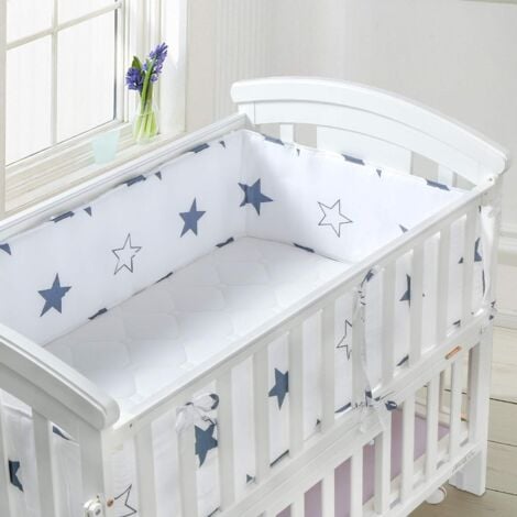 DPZO Tour de Lit de Protection pour Bébé, Protection de Tête Nid, 180x28 cm, Blanc avec Schärpen Multicolores