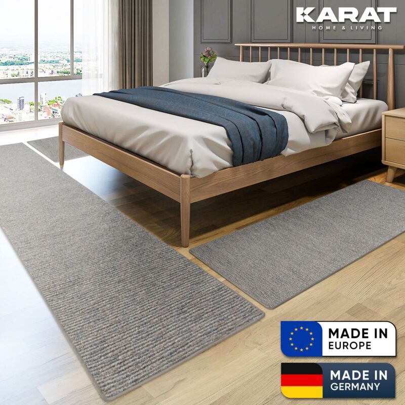 Floordirekt - Descente de lit Geneva Gris argenté 1 tapis 67 x 330 cm + 2 tapis 67 x 130 cm
