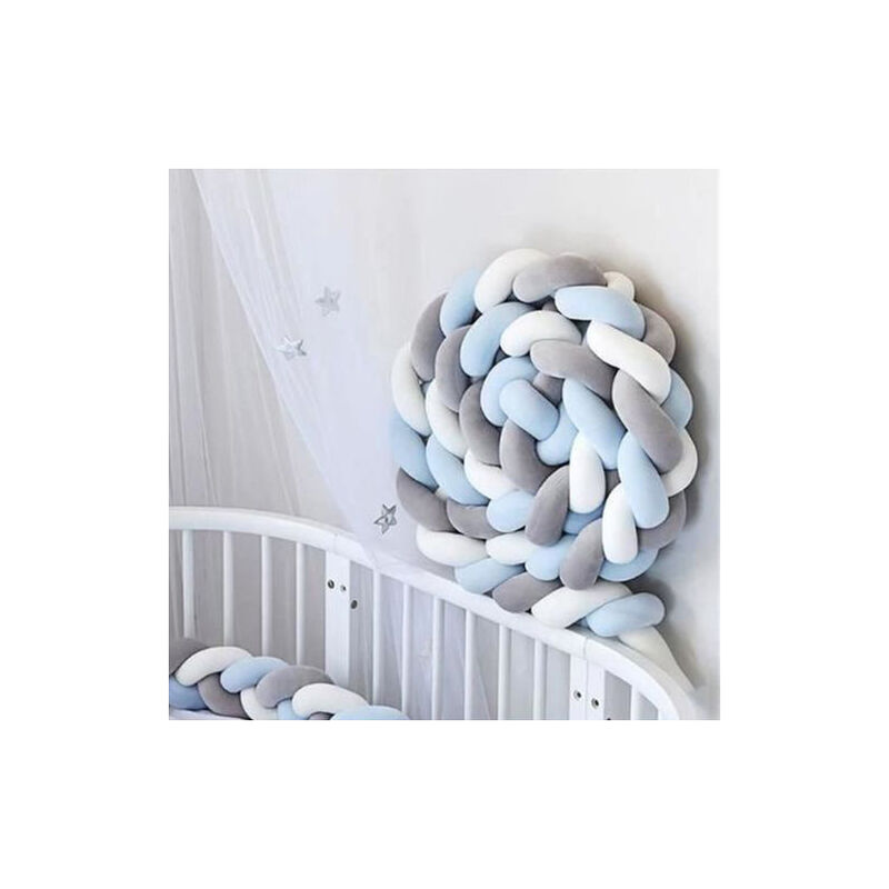 tour de lit tressé 3m blanc coleur de gris bleu tour de lit bébé