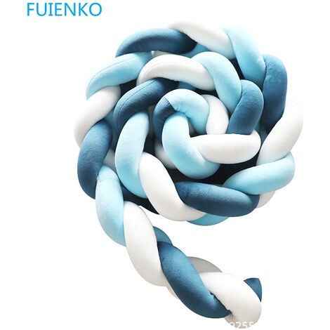 Tour de lit tressé 3M coleur de bleu foncé et bleu et blanc FUIENKO