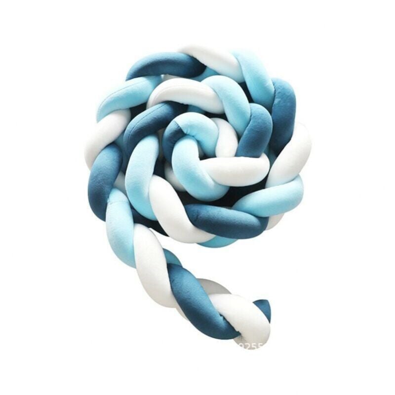 Tour de lit tressé 3M coleur de bleu foncé et bleu et blanc Tour de lit bébé