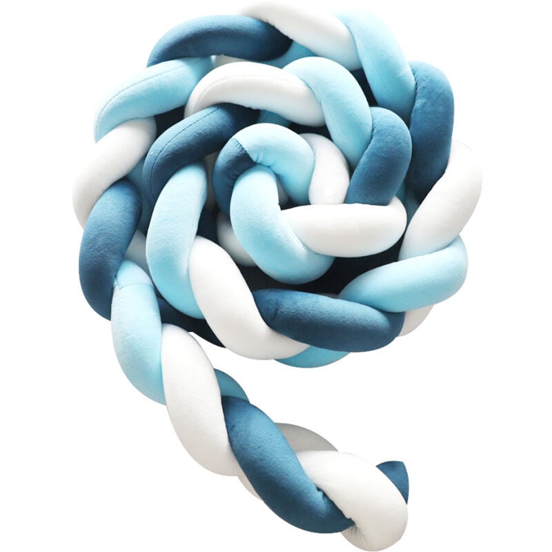 Csparkv - Tour de lit tressé 3M coleur de bleu foncé et bleu et blanc Tour de lit bébé