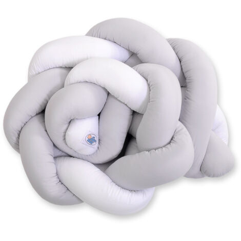 Tour de lit tressé - Blanc et gris