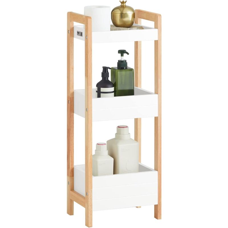 Sobuy - Tour de Rangement Etagère de Stockage Etagère de Cuisine Salle de Bains - 3 étages FRG226-WN ®