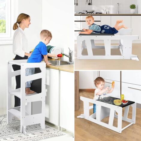 Marchepied Pliable FUNLIO Montessori - Gris, Stable, Pour Enfants, Autonomie Et Cuisine