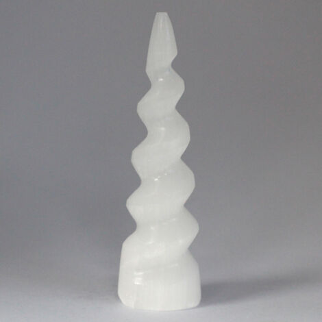 Tour en Corne de Licorne Spirale Sélénite - 15 cm- Vendu par 1