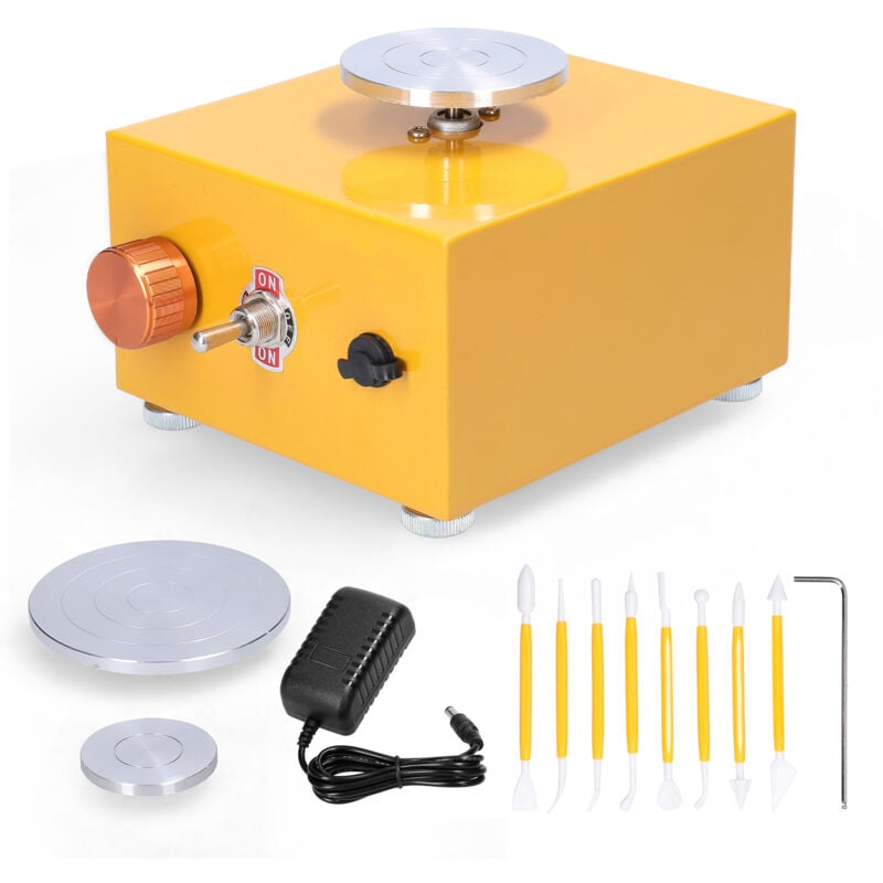 Sjlerst - Tour poterie enfant portable 3 disques 220V jaune