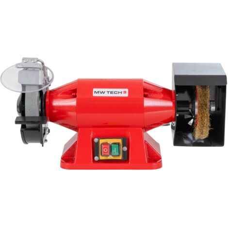 Touret à meuler 520W – 230V – Vitesse 2950 rpm – Diamètre 150 mm – Arbre 32 mm – Meule et brosse incluses – Mw-Tech - ME15W
