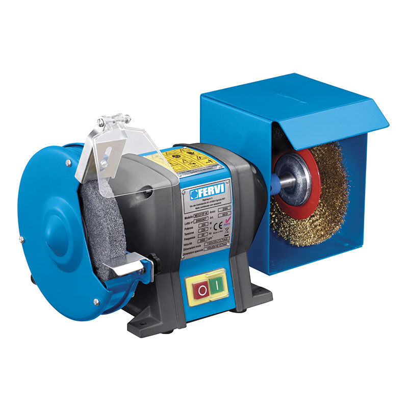 Fervi - 0510 Touret à meuler et poncer, professionnel, avec brosse à polir, ø 150 mm, 350 w