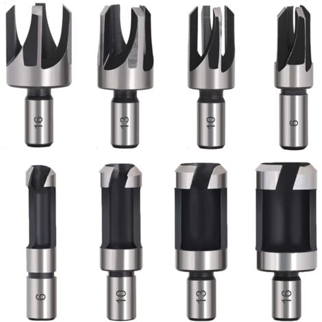 Tourillon Bois 8PCS HSS Foret Bois Fraise à Bouchonner Bois outil de coupe bois Mèches des Bouchons Wood Plug Cutter Drill Bits 6mm /10mm/13mm/16mm Petite Fraise Bois Pour Perceuse