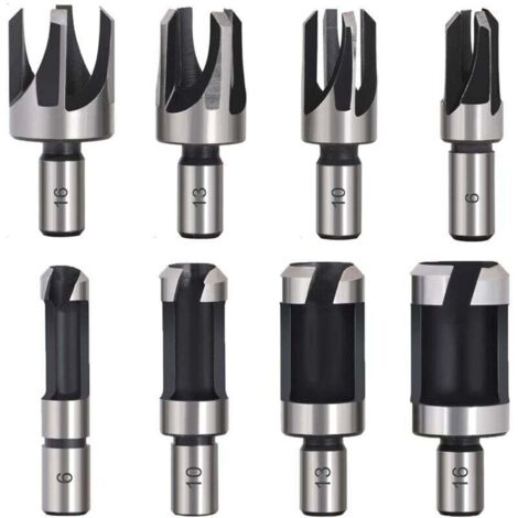 Tourillon Bois 8PCS HSS Foret Bois Fraise Bouchonner Bois outil de coupe bois Mches des Bouchons Wood Plug Cutter Drill Bits 6mm /10mm/13mm/16mm Petite Fraise Bois Pour Perceuse