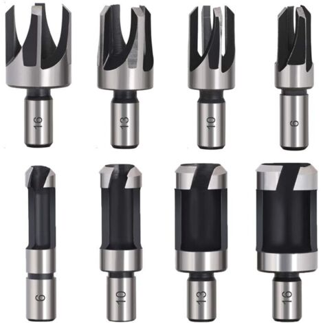 Tourillon Bois 8PCS HSS Foret Bois Fraise Bouchonner Bois outil de coupe bois Mches des Bouchons Wood Plug Cutter Drill Bits 6mm /10mm/13mm/16mm Petite Fraise Bois Pour Perceuse