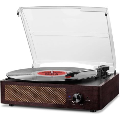 Tourne-Disque - 3 Vitesses 33 45 78 Tr/Min - Haut-Parleurs Stéréo Intégrés - Entrée Bluetooth Et Aux - Pour Disques 7 10 12 Pouces - 1 Pièce