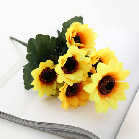 Tournesol Artificiel en Soie pour Décoration Maison, Salon ou Mariage - 7 Branches