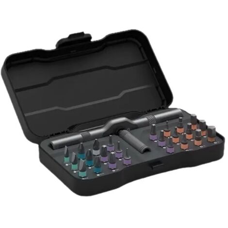 Tournevis à cliquet 24 en 1 kit embouts S2 haute dureté outil multifonction réparation bricolage précision 1 pièce Noir