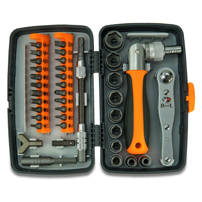 Tournevis à Cliquet de Précision - Ensemble de 38 Pièces - Bits en crv avec Clé Universelle - Outils de Réparation