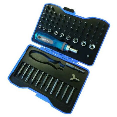 Tournevis à cliquet Hu-Firma avec inserts et douilles, 76 pièces