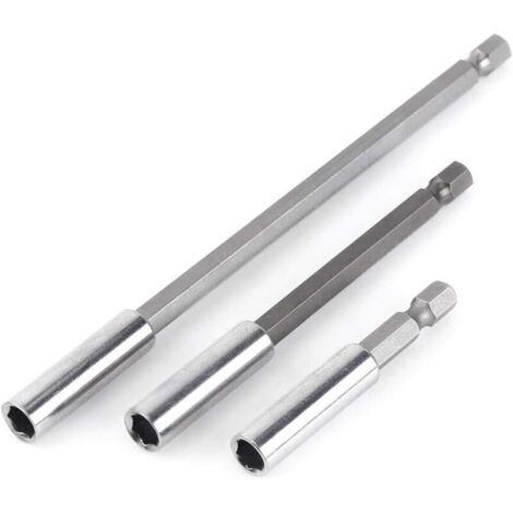 Tournevis à embouts magnétiques 1/4" – Lot de 3 rallonges hexagonales (60 mm, 100 mm, 150 mm) pour visseuse électrique