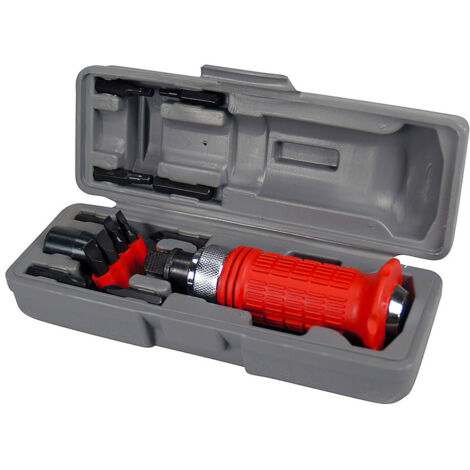 Autobest – Tournevis à frapper professionnel avec 12 embouts – Poignée ergonomique en caoutchouc – Pour vis grippées – Malette de rangement incluse