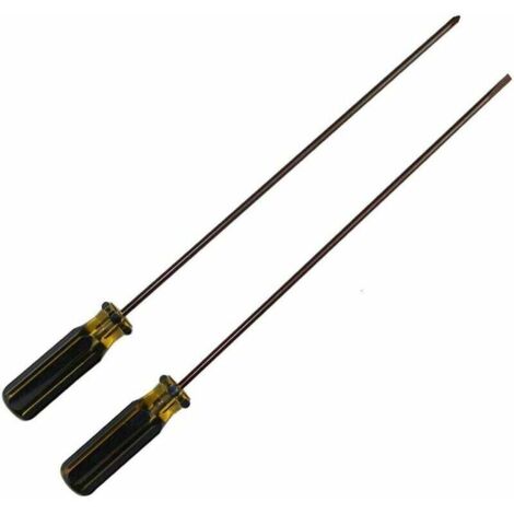 Tournevis cruciforme extra long 300 mm et tournevis à lame plate, tournevis à fente et cruciforme, 2 paquets de tournevis magnétiques pour machine à coudre, réparation de voiture, bricolage.