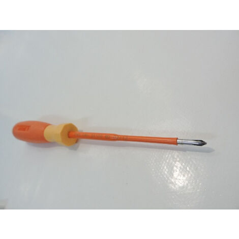 Tournevis cruciforme Phillips 3X100mm isolé 1000V manche bi-matière lame acier chromé decolletée PH0 DERANCOURT CRU3X100BD