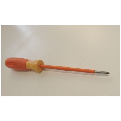 Tournevis cruciforme Phillips 3X100mm isolé 1000V manche bi-matière lame acier chromé empreinte PH0 DERANCOURT CRU3X100B