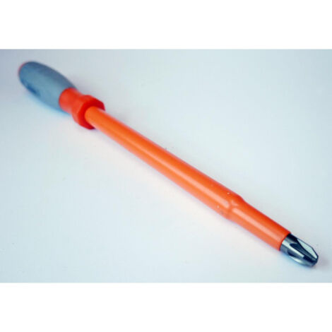 Tournevis cruciforme Pozidrive 10X200mm isolé 1000V manche bi-matière lame acier non-decolleté PZ4 DERANCOURT