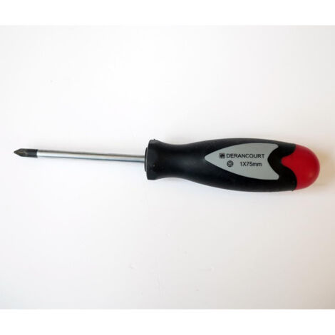 Tournevis cruciforme Pozidrive 4.5x80mm non-isolé manche bi-matière lame acier aimantée empreinte PZ1 DERANCOURT
