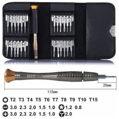 Tournevis de Précision Mini, Kit de Tournevis 25 pièces Outils de Réparation pour Portable, Laptop, Montre, Jouets, Lunettes,
