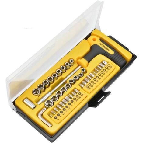 Tournevis de Socket 43pcs Ensemble de Tournevis chromé Multitool Chrome Tête Croix Torx Tools de réparation Kits