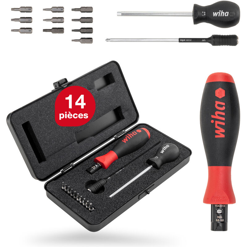 Wiha - Jeu de tournevis dynamométriques TorqueVario®-S 0,8-5,0 Nm torx®, torx plus® 14 pcs à couple limité à réglage variable y compris un coffret