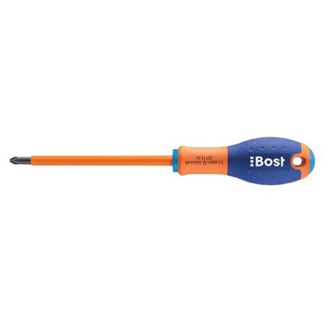 Tournevis électricien – Lame plate isolée 1000V – Manche ergonomique tri-matière – Empreinte taillée en congé – 5,5 x 175 mm – 626060 – Bost