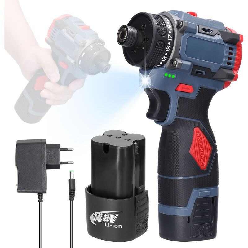 Tournevis électrique 16,8 v, couple de 45 Nm, moteur sans balais, tournevis pratique pour appareils ménagers, installation de meubles, réparation