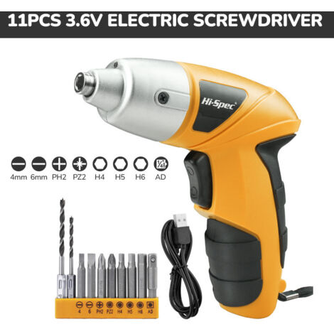 Tournevis Électrique 3,6V – Kit 11 Pièces Sans Fil Rechargeable USB Embouts