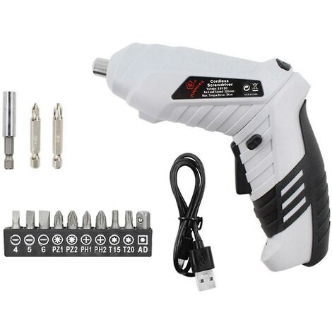 Tournevis électrique CREA, Kit de perceuse, tournevis Rechargeable au lithium-ion, 16 pièces