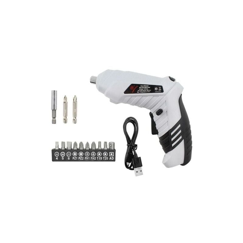 Tournevis électrique , Kit de perceuse, tournevis Rechargeable au lithium-ion, 16 pièces