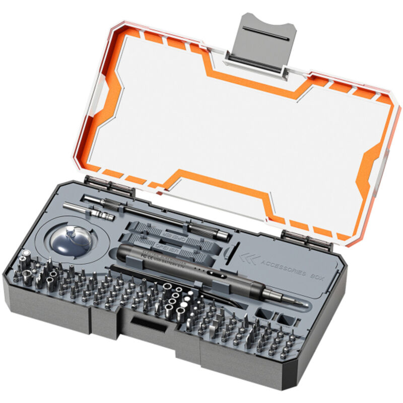 Cacciavite elettrico multifunzione ricaricabile con porta Type-C, 100 punte di precisione, kit di riparazione per telefono, computer e drone.