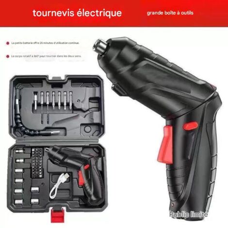 Tournevis électrique rechargeable 3,6 V - Coffret d'outils 47 pièces - Performance et autonomie exceptionnelles-Grand