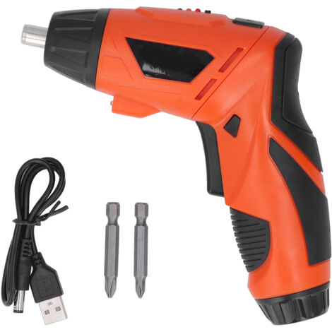 Tournevis électrique rechargeable mini pliable USB avec batterie lithium, orange 4.2V