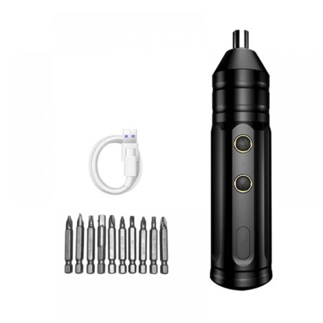Tournevis électrique, tournevis automatique sans fil rechargeable pour bricolage à domicile, avec embouts, lot de 10 pièces, noir