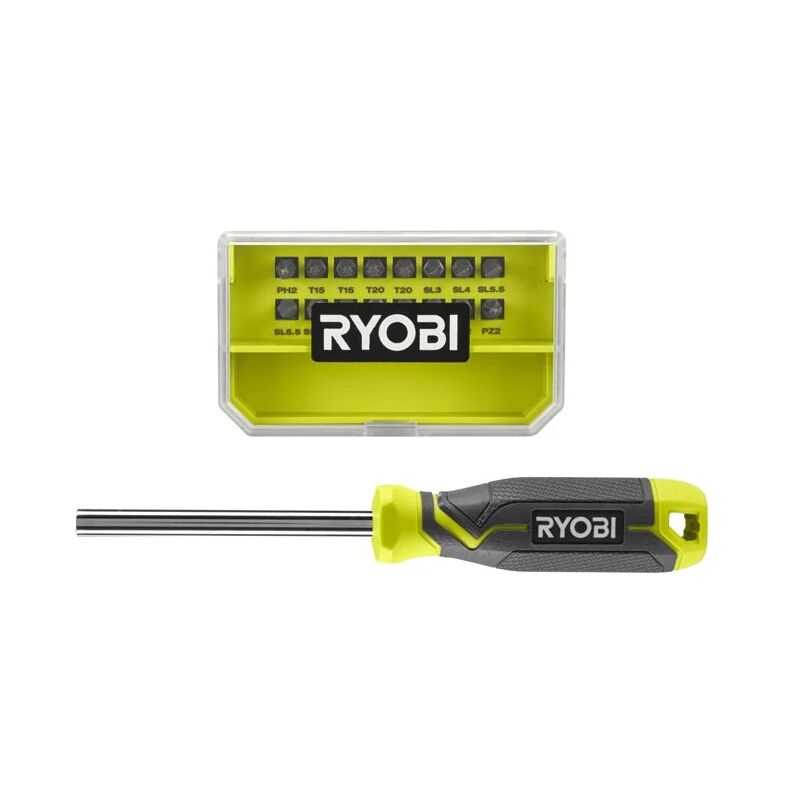 Ryobi - RHSDM1701 Tournevis polyvalent 17 en 1 Poignée ergonomique 16 inserts 25 mm