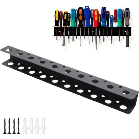 Tournevis Étagère Murale, 40 cm Support Mural Tournevi, 19 Trous Étagère Murale Porte-Outils, avec Vis et Tubes D'expansion, pour Ranger Tournevis, Clés, Pinces