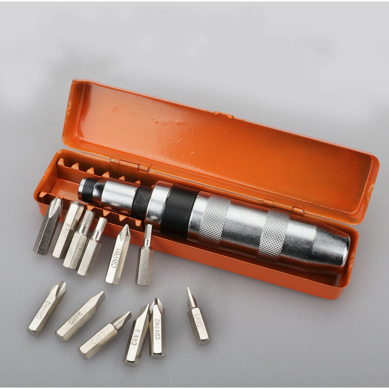 Tournevis à Frapper 13 pièces Impact Driver Set d'embouts pour Coupes Hexagonales en Croix pour Usages Lourds