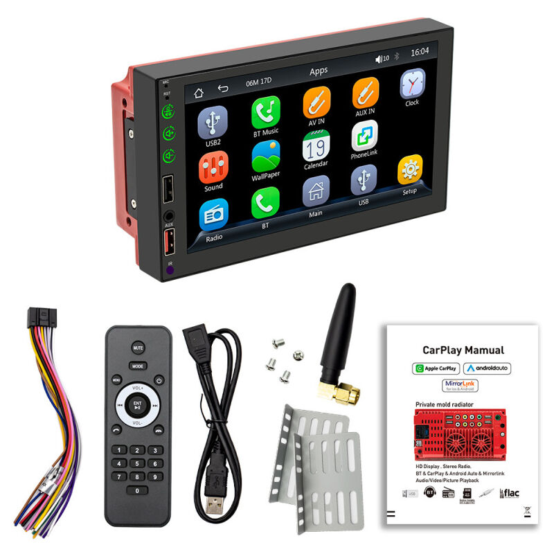 Erhope - lifcausal Autoradio MP5 7' avec CarPlay/Android Auto, Bluetooth, Radio fm/am, Appel Mains Libres, Charge usb, Aide au Stationnement et